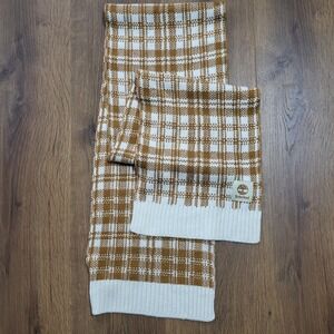 Timberland Scarf Wheat Cream Buffalo‎ Plaid Ribbed Edge One Size Fits All